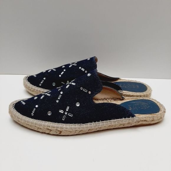 PICON Spain Handmade Rope Espadrille Mules Flat Slip-On Gem Floral Denim Sz 8 - Picture 8 of 12